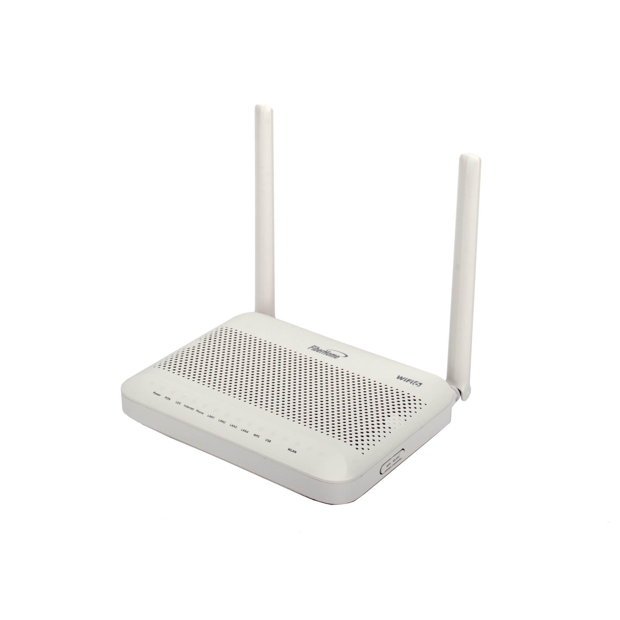 ONU GPON WiFi 6, 2.4/5 GHz, 4 puertos Gigabit + 1 POTS + 2 USB, conector SC/UPC