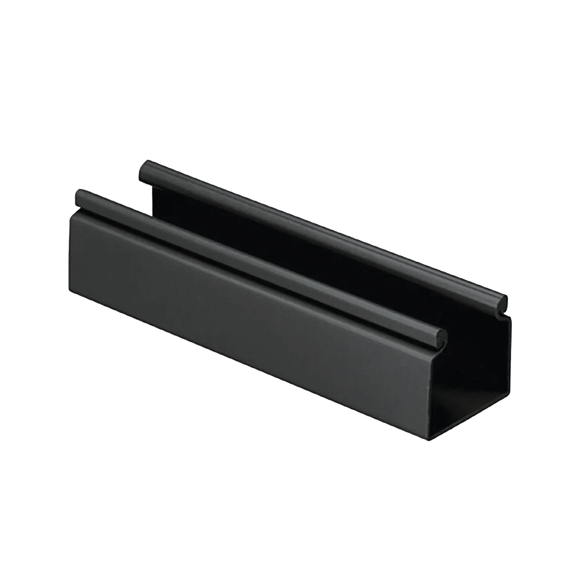 Canaleta FiberRunner™ 2X2 sin Tapa, de PVC Rígido, Sin Orificios de Montaje, Color Negro, 1.8 m de Largo
