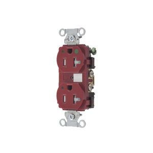 Contacto Duplex  de 20 A 125 V CA/ A prueba de Manipulaciones / Nema 5-20R / Grado Hospitalario / Color Rojo.