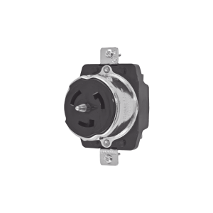 Receptáculo Trifásico con Bloqueo de Media Vuelta / 50 A 250 VCA / 3 Polos 4 Hilos / Grado Industrial / Color Negro.