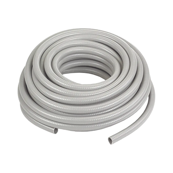 Manguera hermética tipo PolyTuff no metálica gris de 3/4", 100 pies. Uso comercial/industrial.