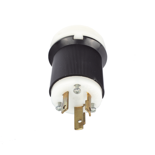 Clavija Industrial con Bloqueo de Media Vuelta / 30 A 250 V CA / 2 Polos 3 Hilos / Color Blanco y Negro / Nema L6-30P.