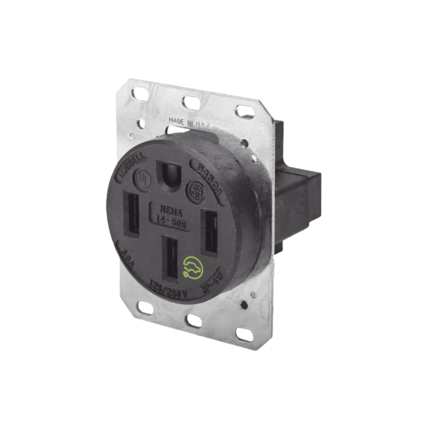 Receptáculo Recto de 50 A 125/250 V CA 3 Polos 4 Hilos (Nema 14-50R).