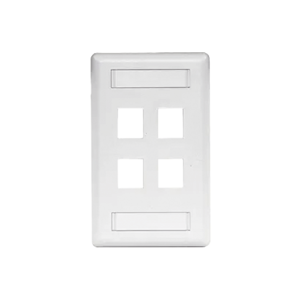 Placa Frontal para 4 Puertos Teléfono/Datos/Multimedia/ Color Blanco.