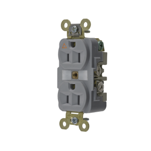 Contacto Dúplex Conexión a Tierra Aislada 15A 125V/ 2 Polos 3 Hilos/ Color Gris/ Nema 5-15R/ Grado Industrial.