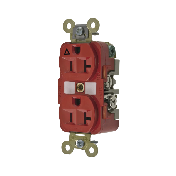 Contacto Dúplex Conexión a Tierra Aislada/ 20 A 125 V/ 2 polos 3 Hilos/ Color Rojo/ Nema 5- 20R/ Grado Industrial.