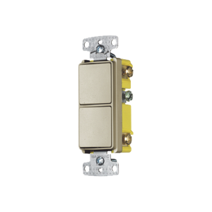 Interruptor Residencial 15 A 120-277 V / 2 Bases Unipolares / Cableado lateral / Color Marfil.