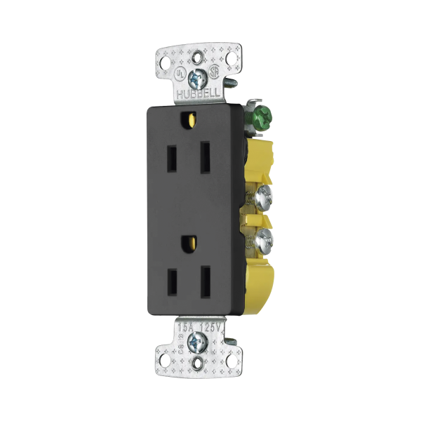 Contacto Duplex Decorador 15A 125V / 2 Polos 3 Hilos/ Nema5-15R / Color Negro.