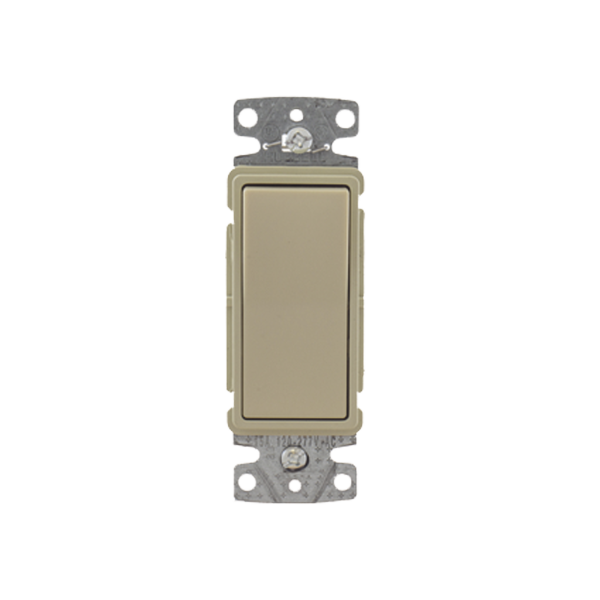Interruptor Unipolar Residencial 15 A 120-277 V / Cableado Lateral y Trasero / Color Marfil.