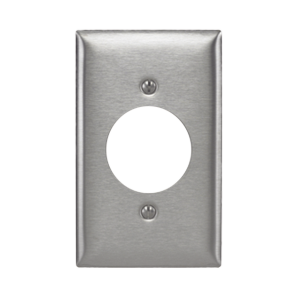 Placa para Receptaculo Sencillo 20 y 30 A de Media Vuelta/ 1.6" (40 mm) / Acero Inoxidable.