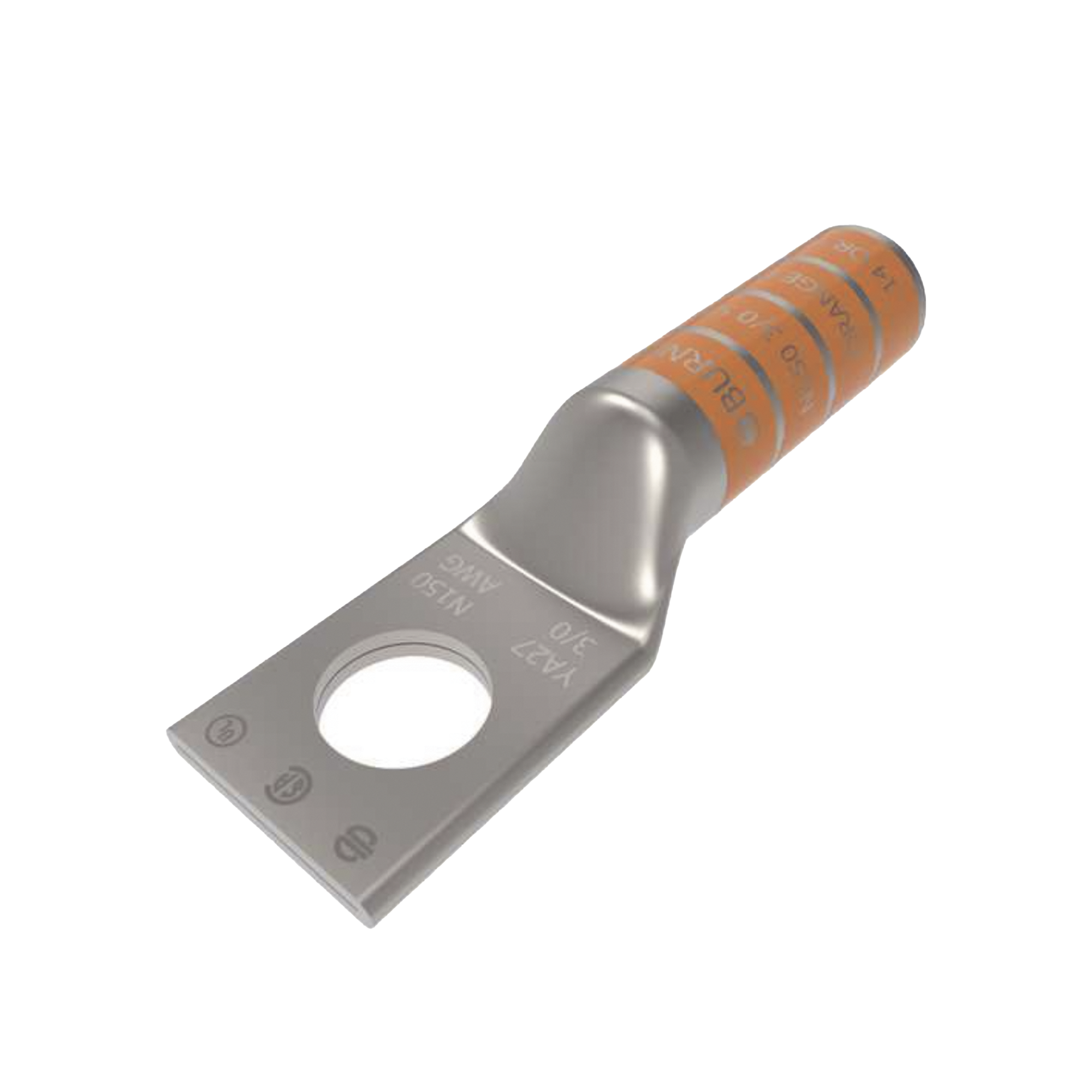 Zapata Terminal de Compresión de Barril Largo para Tornillo de 1/2" y Calibre 3/0 AWG.