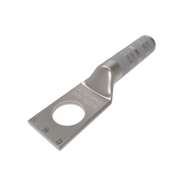 Zapata Terminal de Compresión BURNDY para Tornillo de 1/4" y Calibre 4 AWG /Cañón Largo.