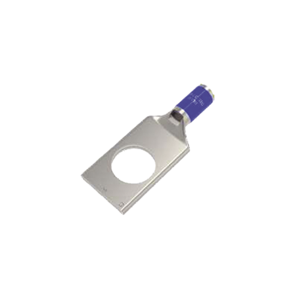 Zapata Terminal de Compresión de Cañón Corto para Tornillo de 3/8" y Calibre 6 AWG.