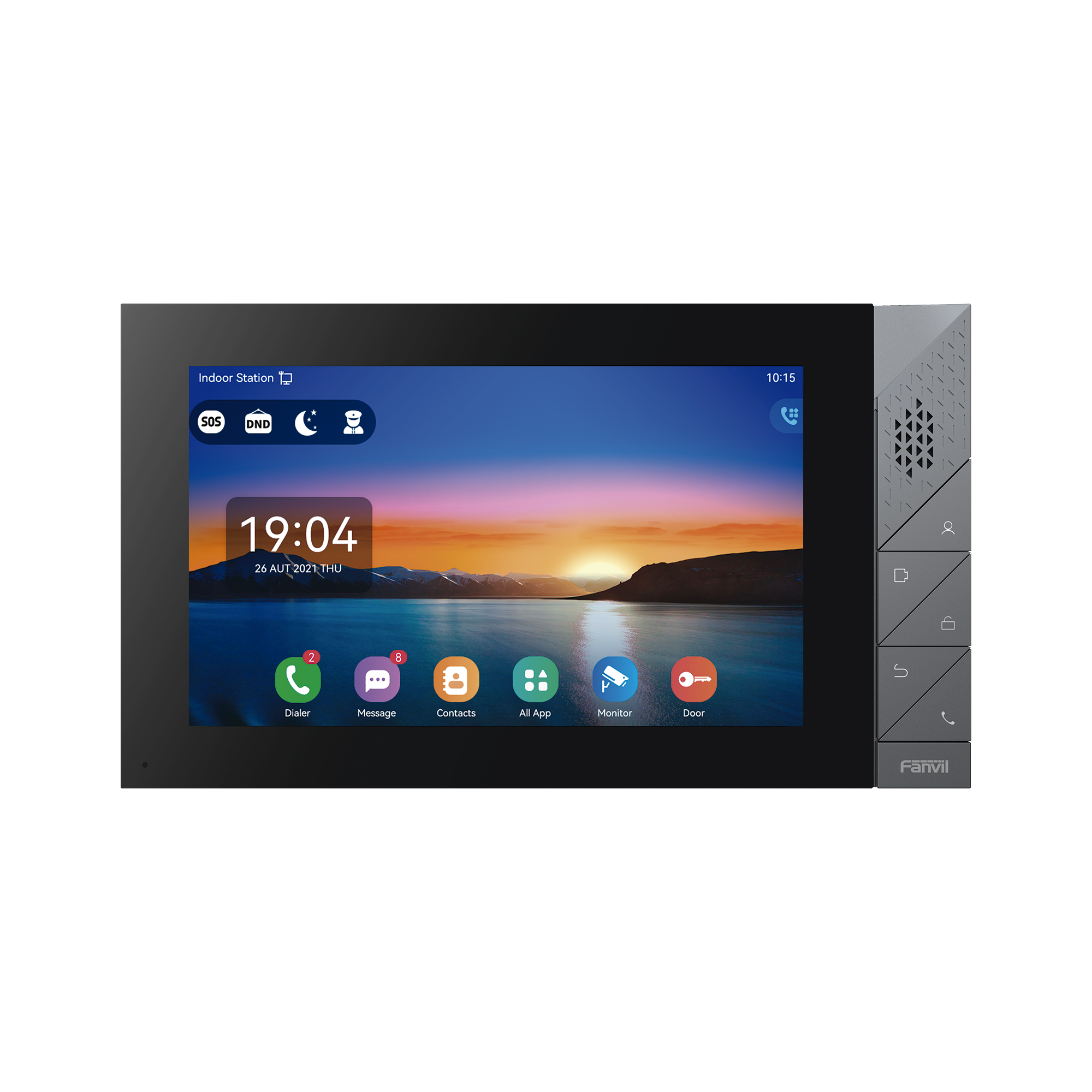 Monitor IP/SIP para interior con Android, Wi-Fi, Bluetooth, pantalla táctil de 7", audio de 2 vías, PoE, 8 interfaces de entrada de alarma.
