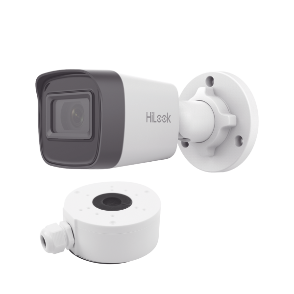 HiLook Series / Bala IP 4 Megapixel / 30 mts IR / Exterior IP67 / PoE / dWDR / Lente 2.8 mm + Caja de conexión DS-1280ZJ-XS