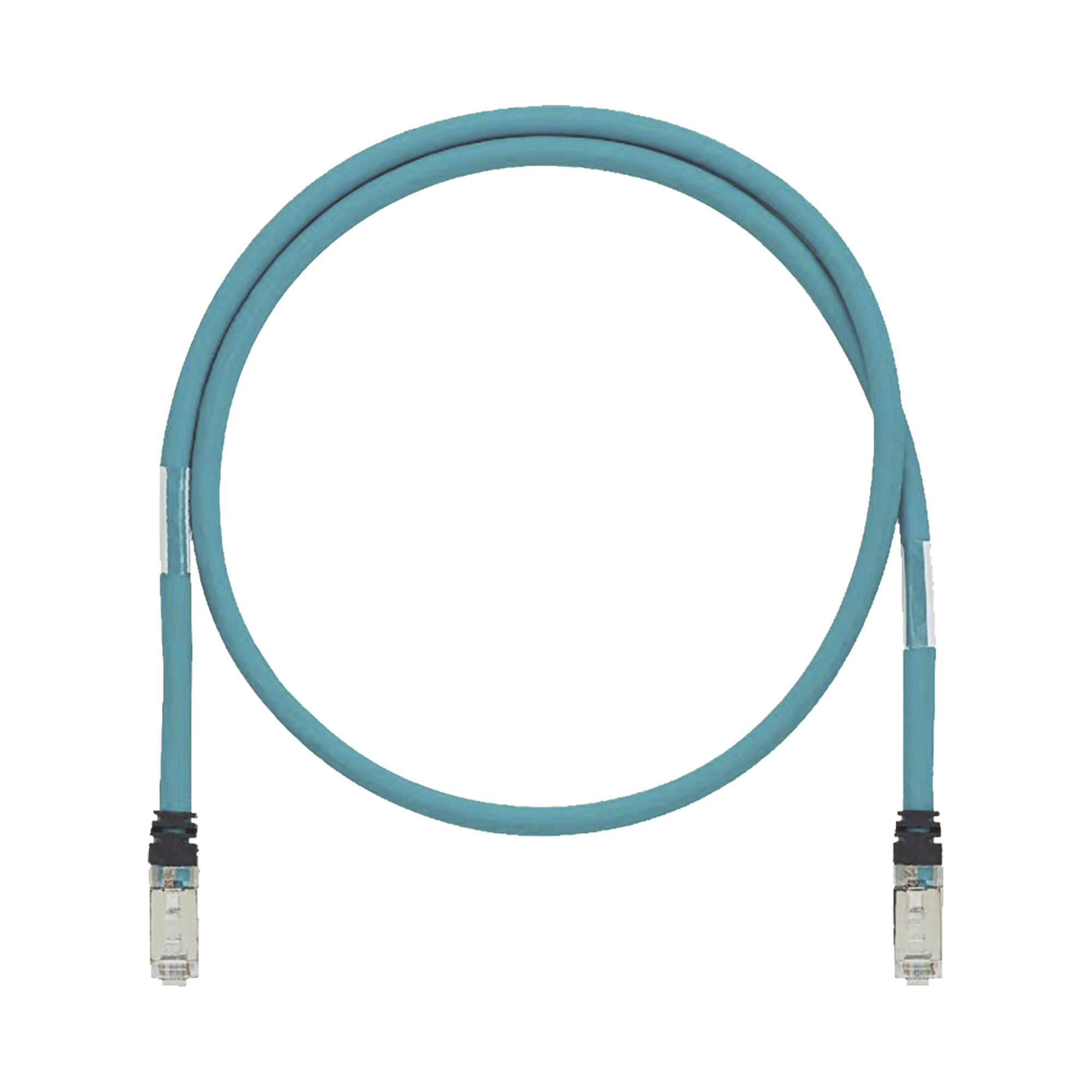 Patch Cord Cat6A de Grado Industrial 600V, Blindado SF/UTP, Calibre 26 AWG, Color Aqua, 60 cm.