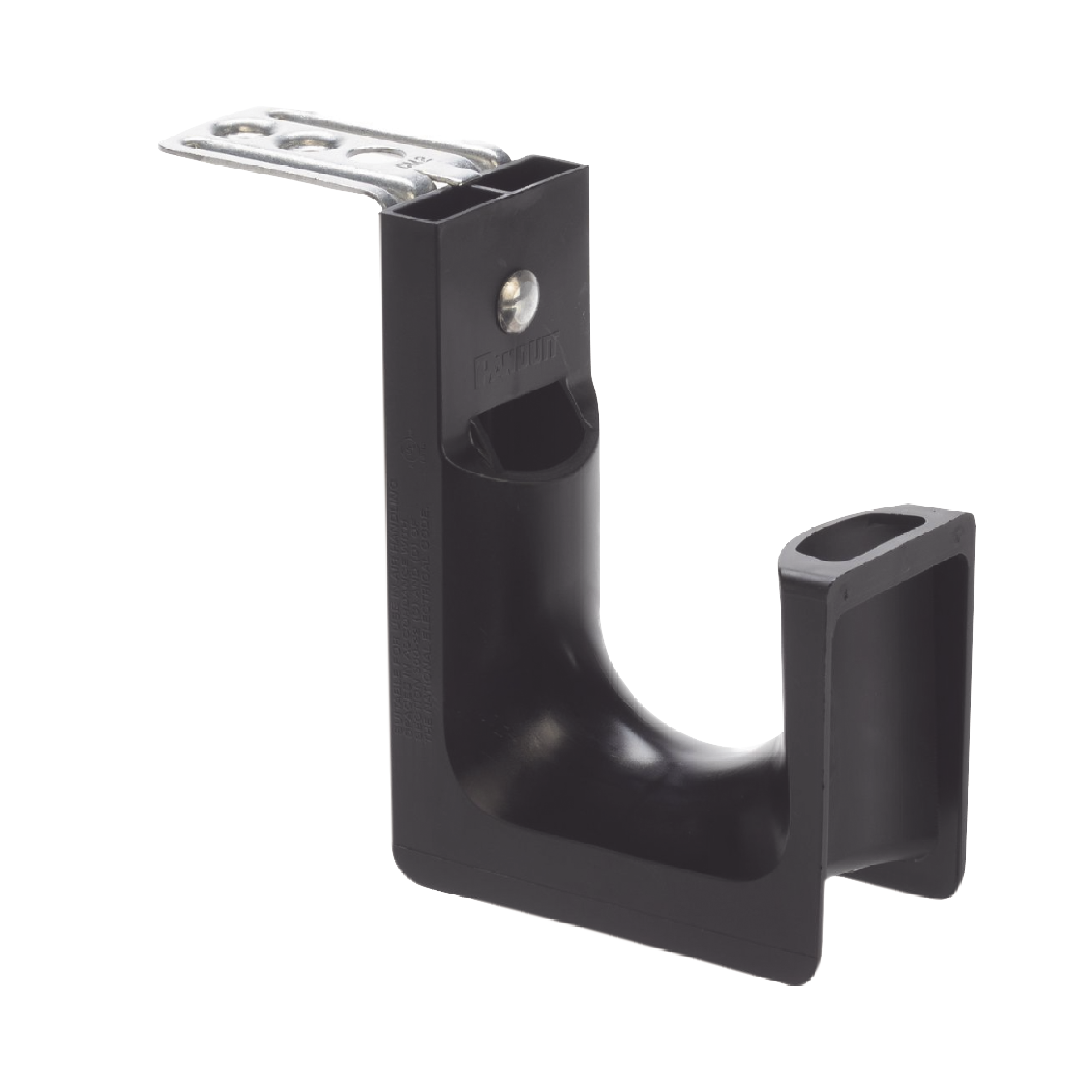 Sujetador STRONGHOLD tipo J (J-Hook), Con Soporte para Montaje en Techo, Para 46 Cables Cat6, Nylon 6.6, Color Negro, 1 pieza