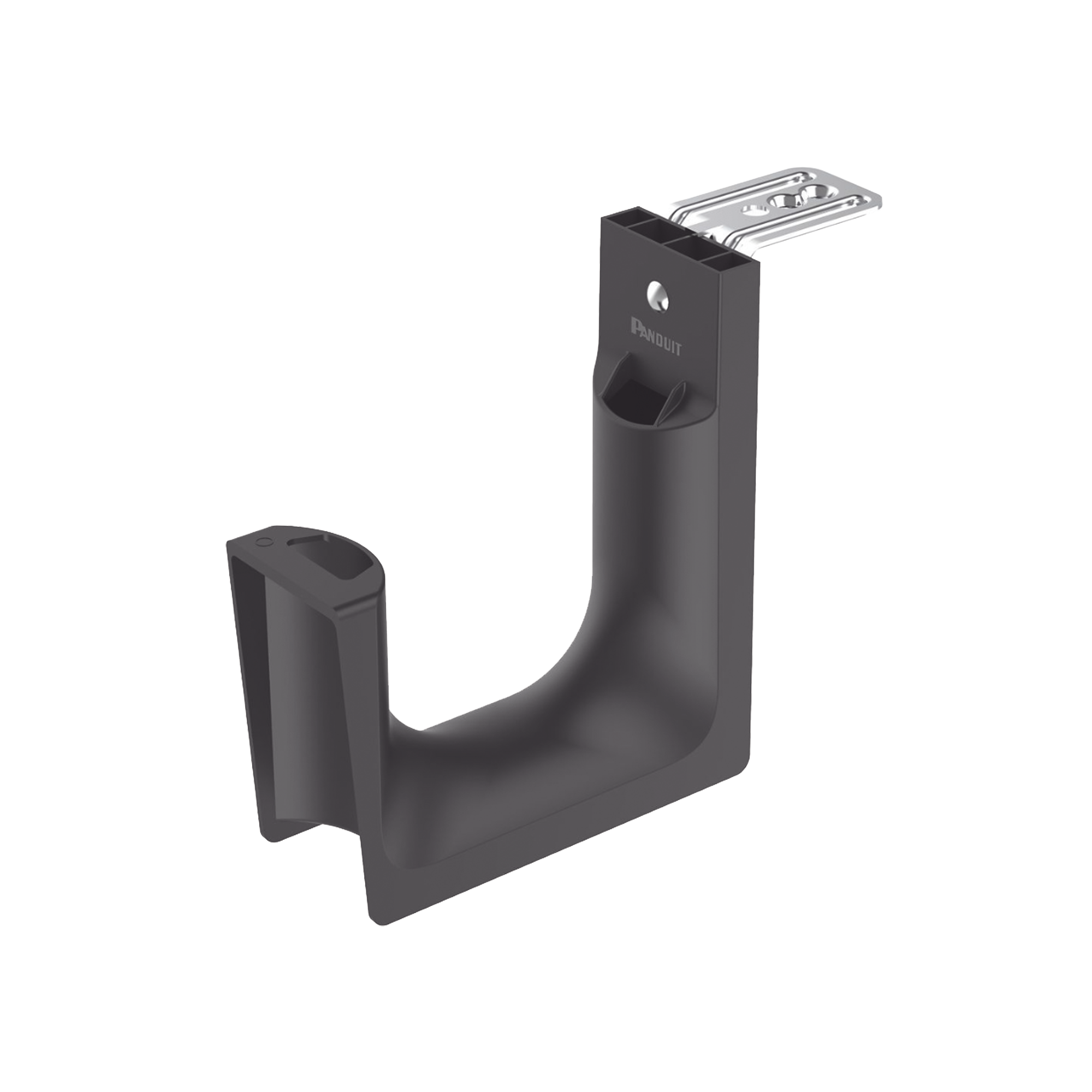 Sujetador STRONGHOLD tipo J (J-Hook), Con Soporte para Montaje en Techo, Para 180 Cables Cat6, Nylon 6.6, Color Negro, 10 piezas