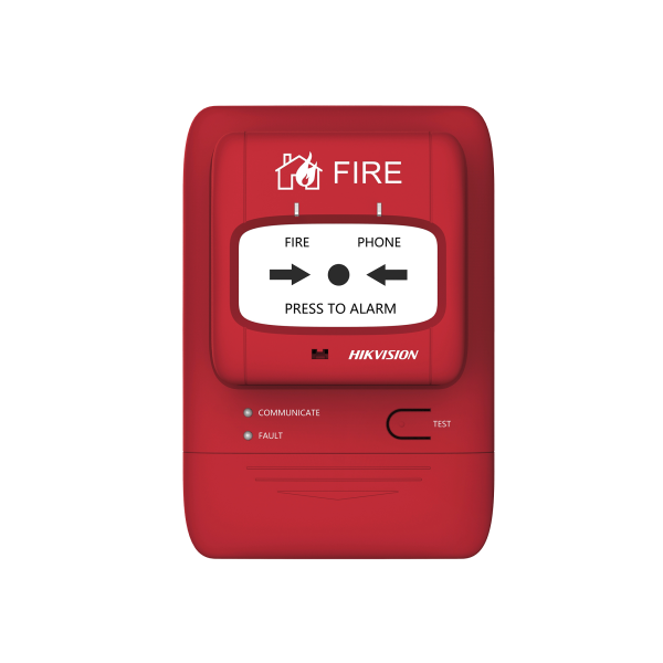 (HikFire) Botón Manual de Alarma contra Incendios / Comunicación LoRa / Indicador Multicolor / Reseteo con Llave / Instalación en Pared