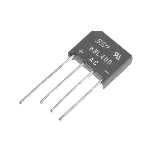 Puente Rectificador de Silicio, 4 Amp. 600 Volt, Fase Sencilla, Encapsulado KBL.