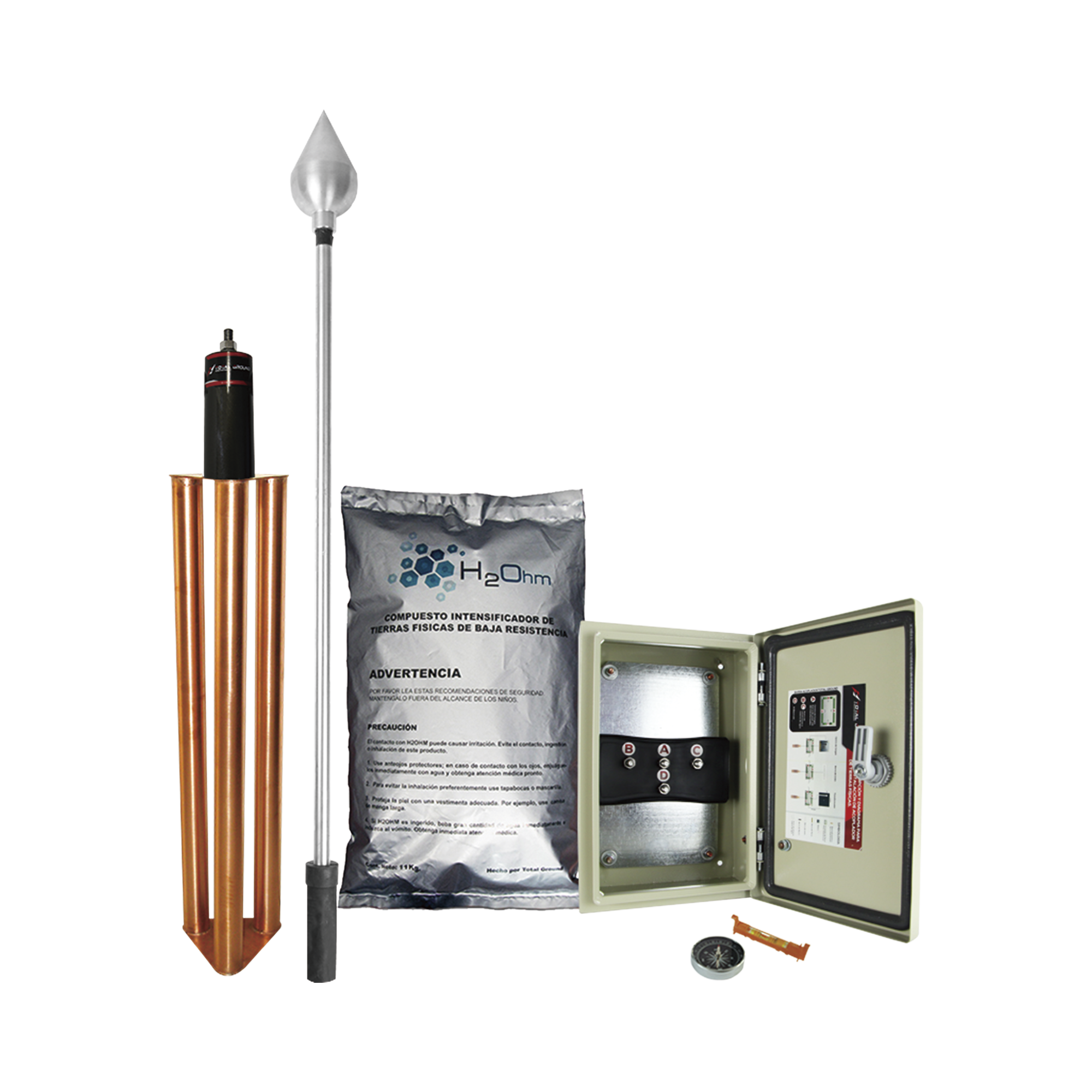 Kit de Pararrayo con Punta en Acero Inoxidable con Diámetro de Protección de 160 metros.