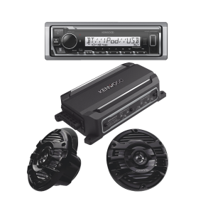 Kit de estéreo con Bluetooth KMR-M332BT | Amplificador KAC-M5014  | más Par de bocinas KFC-1653MRB