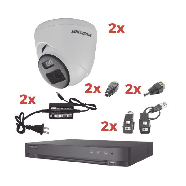Kit Audio Bidireccional TurboHD 1080p / DVR 4 Canales / 2 Cámaras Eyeball (Exterior) con Bocina y Microfóno Integrado / 2 Fuentes de Poder / Accesorios