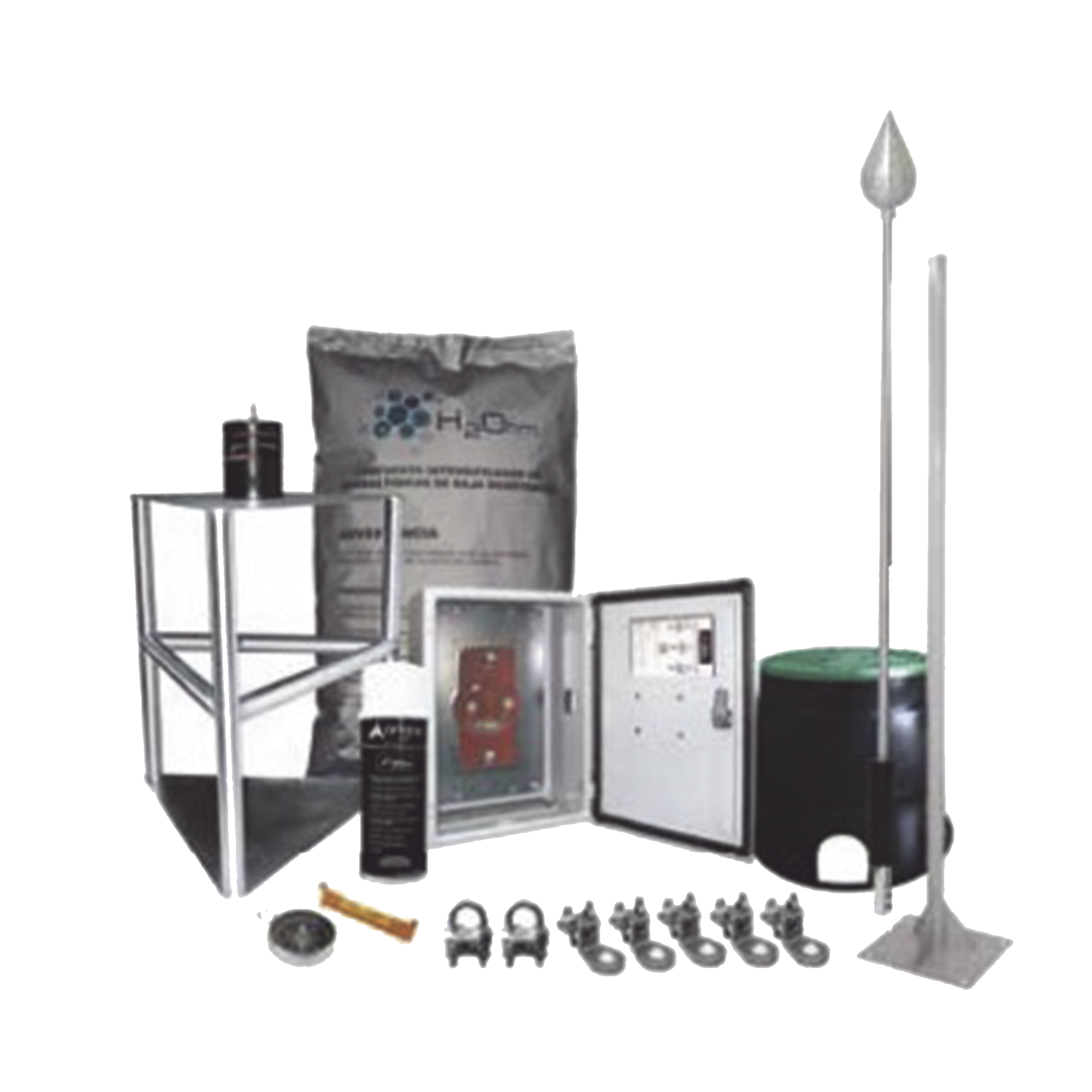 Kit Pararrayo con Accesorios de Instalación, Fabricado en Acero Inoxidable con Protección de Diámetro de 200m.