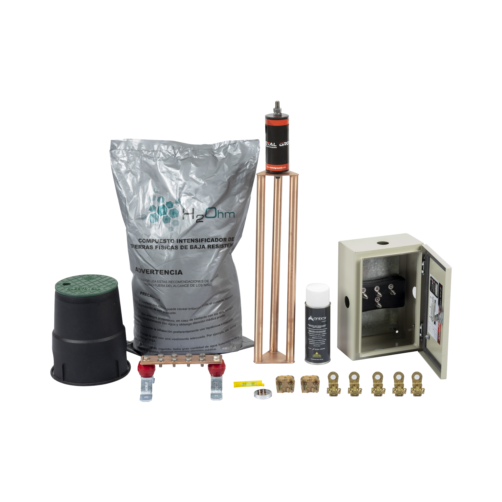 Kit de tierra Física Modelo TG45K con Electrodo Magnetoactivo 50 x 11.5 cm, Capacidad Max: 45 AMP