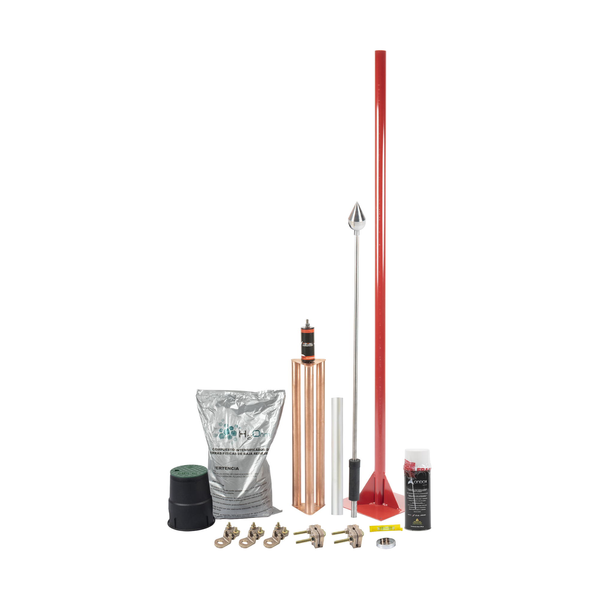 Kit Pararrayo con Accesorios para Protección de Diámetro de 80 m.