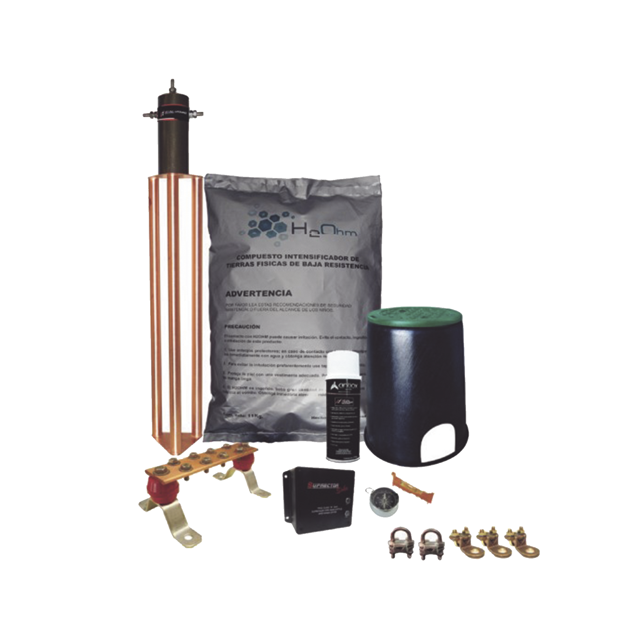 Kit de Tierra Física con Electrodo Magnetoactivo de 45 AMP Y Supresor de Picos SOHO