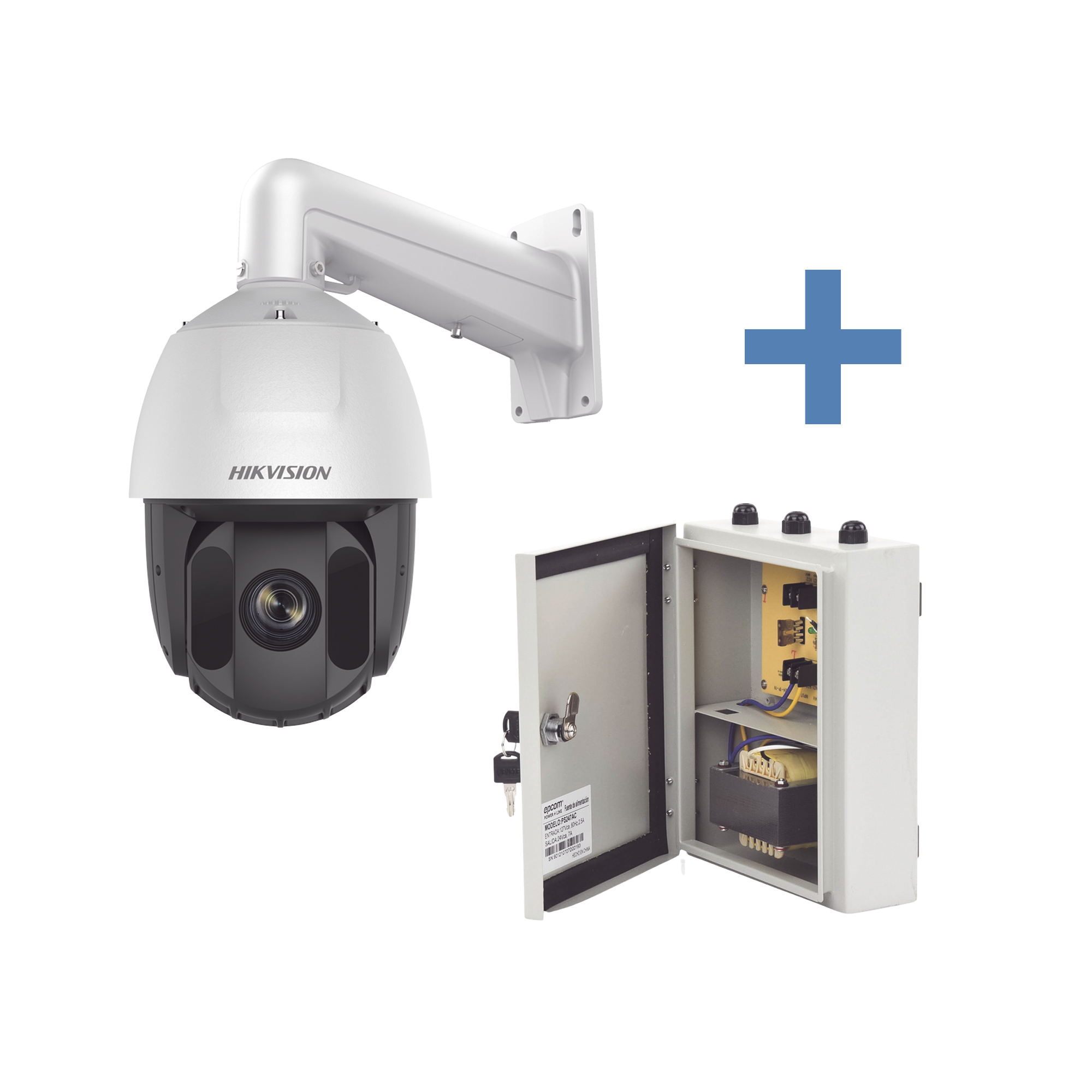 Kit básico con cámara domo modelo : DS-2AE5225TI-A(E) + fuente de alimentación para intemperie modelo : PS247AC