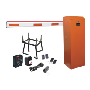 Kit COMPLETO Barrera Izquierda XB NARANJA / 3M / Iluminación LED Rojo-Verde / Incluye Sensor de masa, Transformador, Lazo, Ancla, Fotoceldas y 2 Controles Inalámbricos