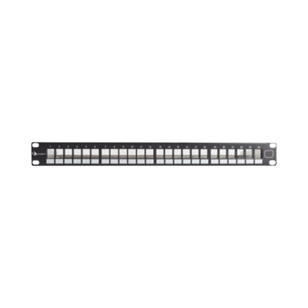 Patch Panel UTP Keystone de 24 puertos Modular (vacío) , Plano, 1UR, compatible con Jacks Keystone UTP Z-MAX® y MAX®