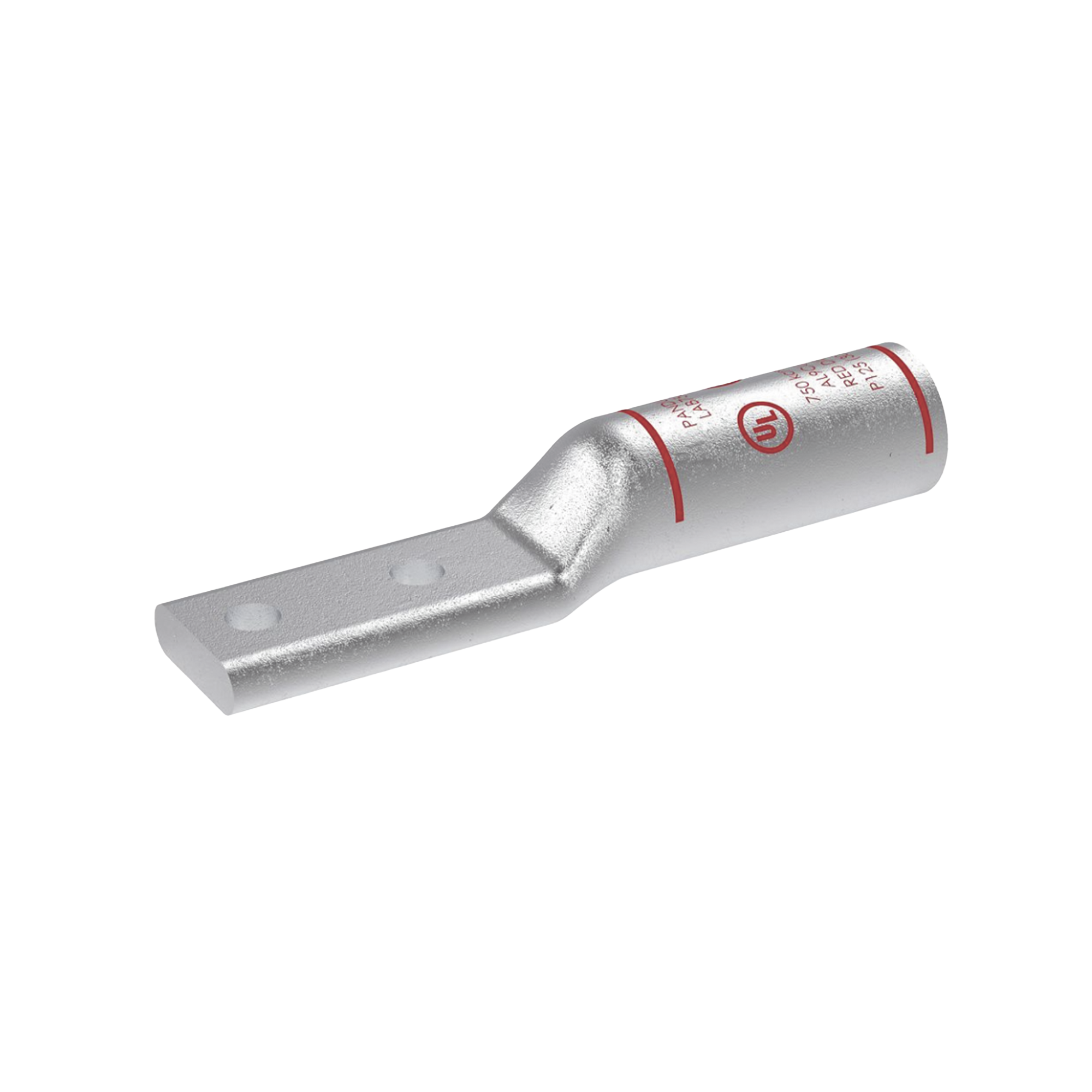 Terminal Conector de Compresión Bimetálica Pan-Lug™ 750 KCMIL, Aluminio Base con Recubrimiento Estañado, y dos Orificios de 1/2". Tambor con Compuesto que Inhibe el Óxido
