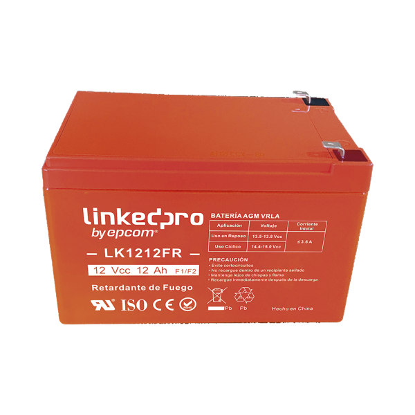 Batería 12 V / 12 Ah / UL / Tecnología AGM-VRLA / Vida útil promedio de 5 aRetardante a la Flama / Uso en equipo electrónico, Alarmas de Intrusión / Incendio / Control de acceso / Video Vigilancia / Terminales F1 ( Inclu