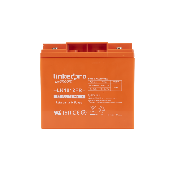Batería 12 V / 18 Ah / UL / Tecnología AGM-VRLA / Vida útil promedio de 5 años / Retardante a la Flama / Para uso en equipo electrónico, Alarmas de Intrusión / Incendio/ Control de acceso / Video Vigilancia / Term