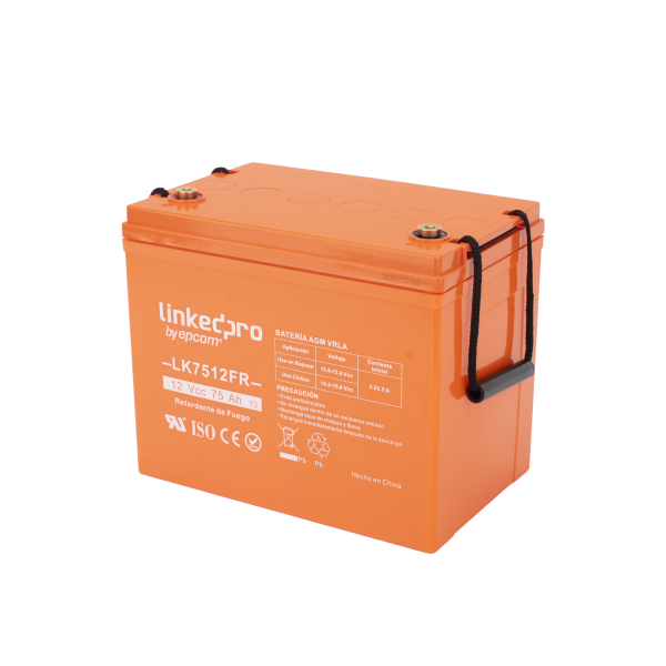 Batería 12 V / 75 Ah / UL / Tecnología AGM-VRLA / Vida útil promedio de 5 años / Retardo a la flama / Para uso en equipo electrónico, Alarmas de Intrusión / Incendio/ Control de acceso / Video Vigilancia / T2