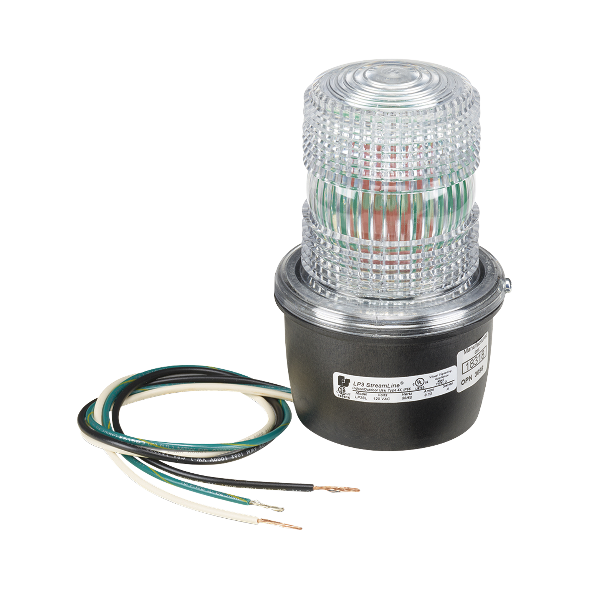 Luz de advertencia LED serie Streamline, 120 Vca, montaje tipo t, claro