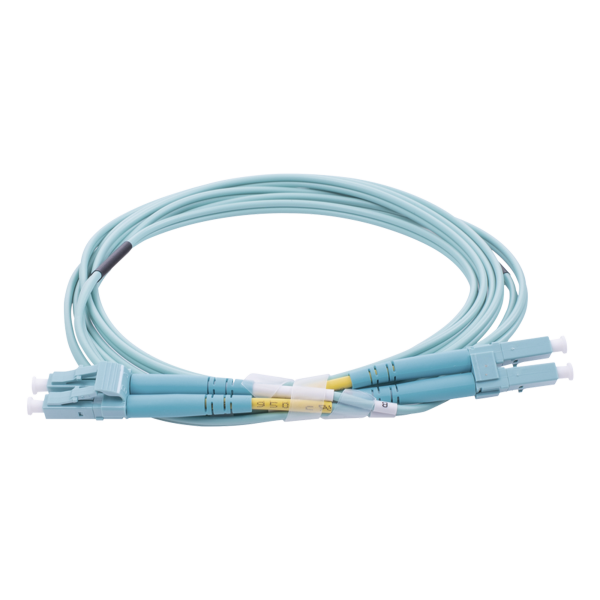 Jumper de Fibra Óptica Multimodo OM4 50/125 LC-LC OFNR (Riser), 2.0 mm, Dúplex, Aqua, 2 metros