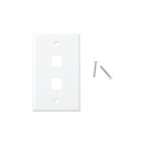 Placa de pared de 2 puertos, Keystone, Color Blanco