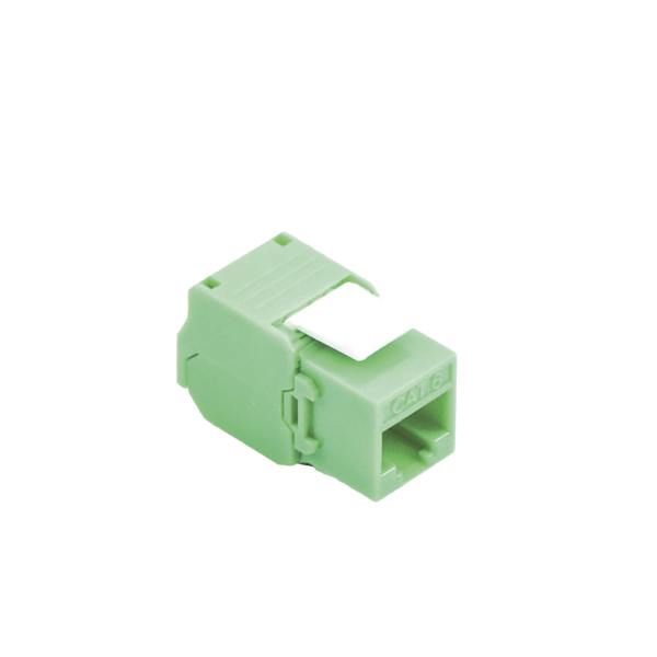 Módulo Jack Keystone Cat6A (toolless), con terminación en ángulo 180 ¬∫ Color Verde, Compatible con Faceplate y Patchpanel Linkedpro