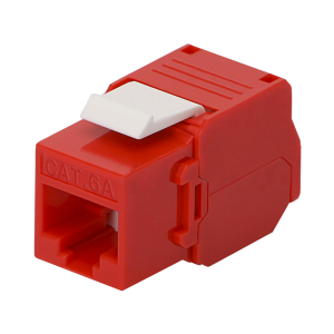Módulo Jack Keystone Cat6A (toolless), con terminación en ángulo 180 ¬∫ Color Rojo, Compatible con Faceplate y Patchpanel Linkedpro