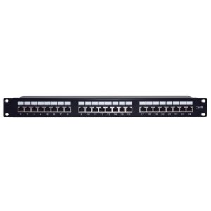 Panel de parcheo de impacto (110) Blindado (STP) de 24 puertos Cat6, 19in