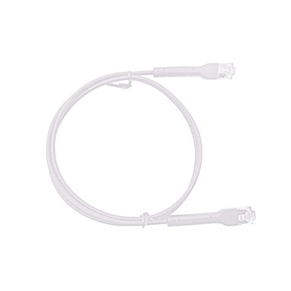 Mini Patch Cord Cat6A Ultra Slim 15 cm Blanco ‚Äì Ahorra Espacio sin Organizadores, con Bota Flexible