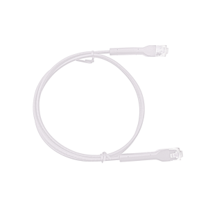 Mini Patch Cord Cat6A Ultra Slim 30 cm Blanco ‚Äì Ahorra Espacio sin Organizadores, con Bota Flexible