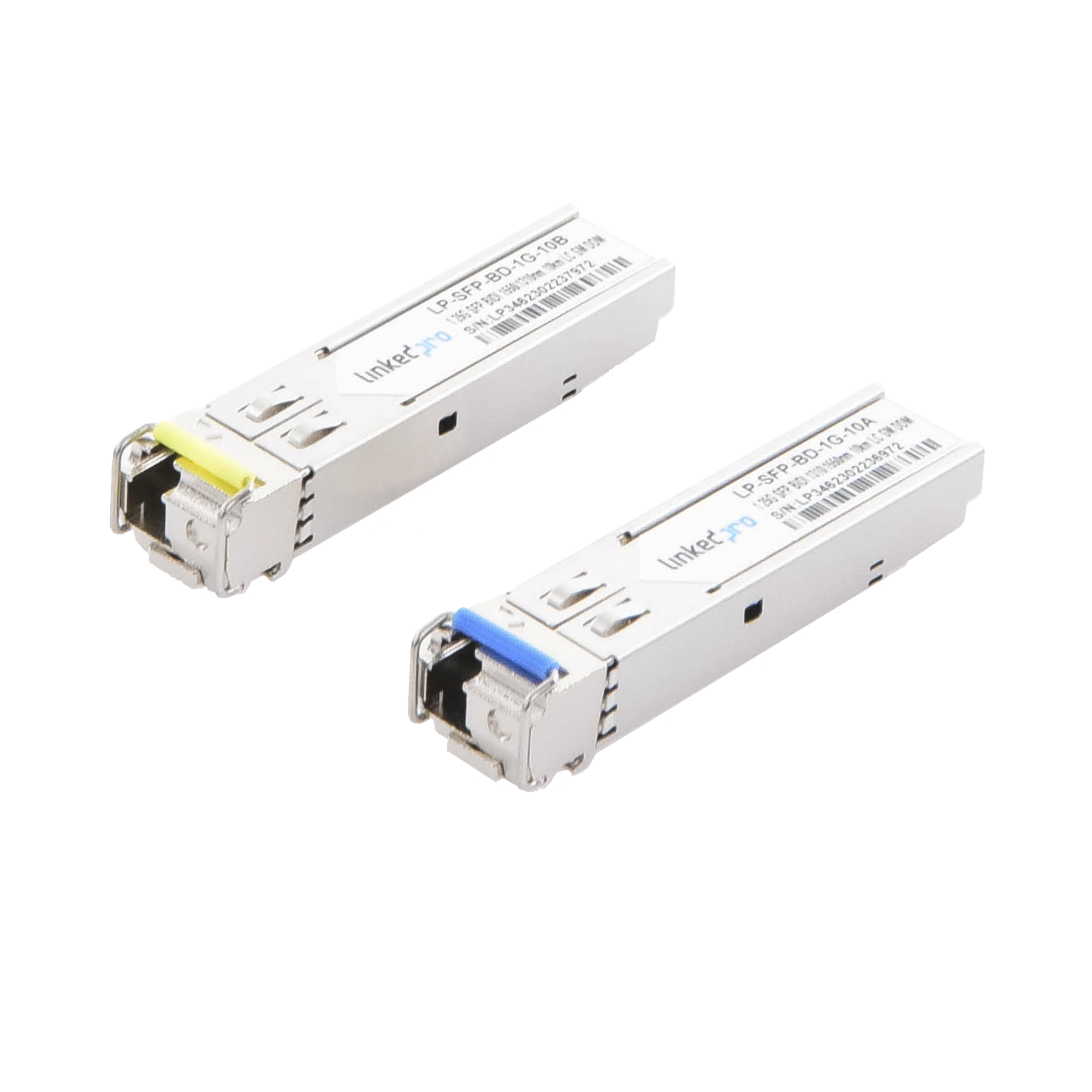 Transceptores Ópticos Bidireccionales SFP (Mini-Gbic) / Monomodo 1310 & 1550 nm / 1.25 Gbps / 1000BASE-BX / Conector LC/UPC Simplex / DDM / Hasta 10 km / 2 Piezas