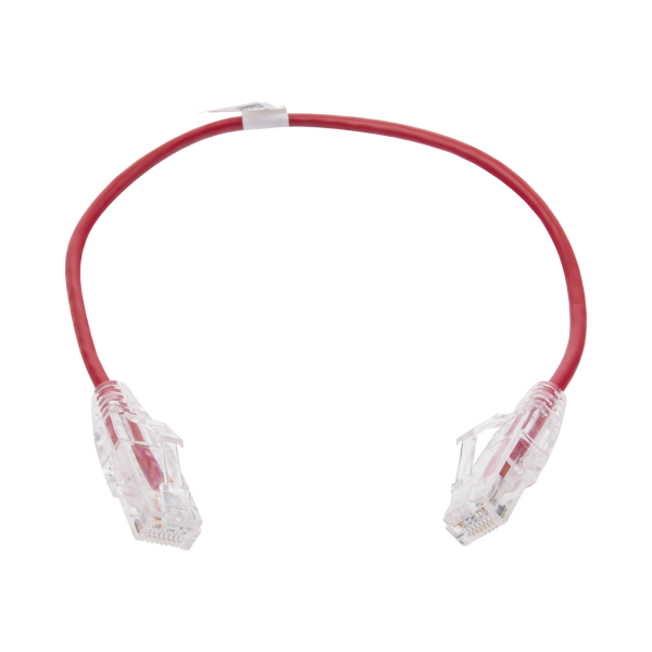 Cable de Parcheo Slim UTP Cat6 - 30 cm Rojo Diámetro Reducido (28 AWG)