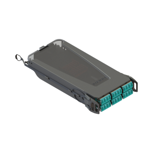 Cassette para empalme (Fusión) LightVerse, Hasta 24 fibras, Conectores  LC/UPC "Shuttered", para fibra Multimodo OM4, 900um, 1 metro