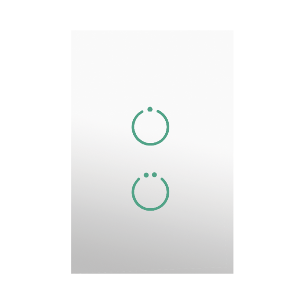 (ZWAVE) Interruptor On/Off panel táctil touch inalámbrico Zwave Plus 2 botones. No requiere cable neutro, Compatible con Hubitat HC8, Álula  M2M, otros